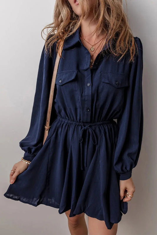 Drawstring Half Button Long Sleeve DressDrawstring Half Button Long Sleeve Dress{https://embermembers.d-blaze-ventura.com/checkout/Drawstring Half Button Long Sleeve Dress}