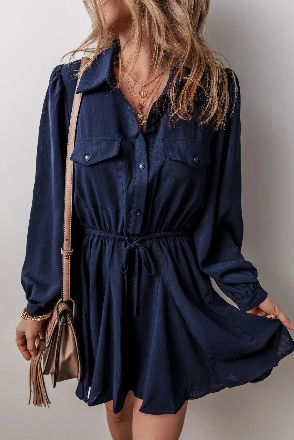 Drawstring Half Button Long Sleeve DressDrawstring Half Button Long Sleeve Dress{https://embermembers.d-blaze-ventura.com/checkout/Drawstring Half Button Long Sleeve Dress}