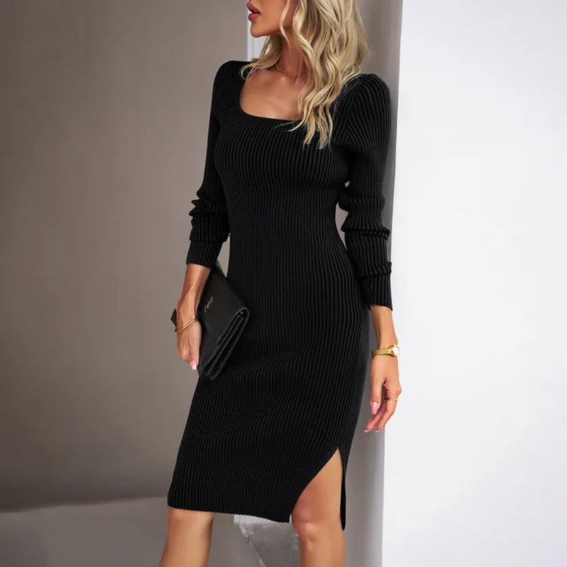 Elegant Ribbed Midi DressElegant Ribbed Midi Dress with Side Slit{https://embermembers.d-blaze-ventura.com/checkout/Elegant Ribbed Midi Dress with Side Slit}